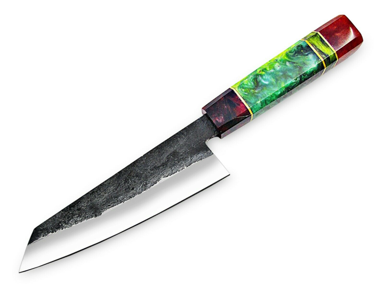 WHITE DEER 1095 Hanf Forged Steel Santoku Tanto Chef Knife Japanese Resin Handle