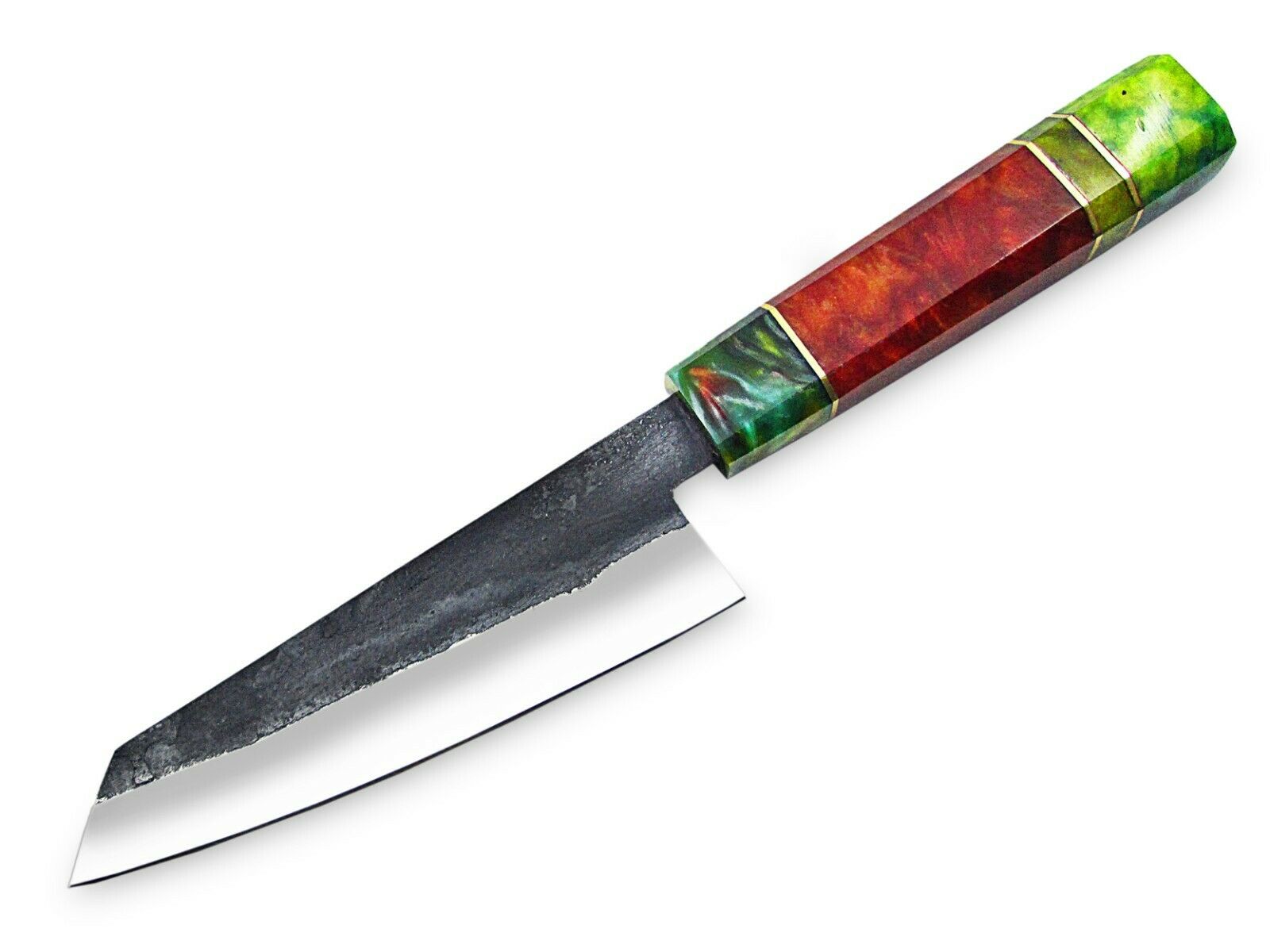 WHITE DEER 1095 Forged Steel Santoku Tanto Chef Knife Japanese Resin Handle