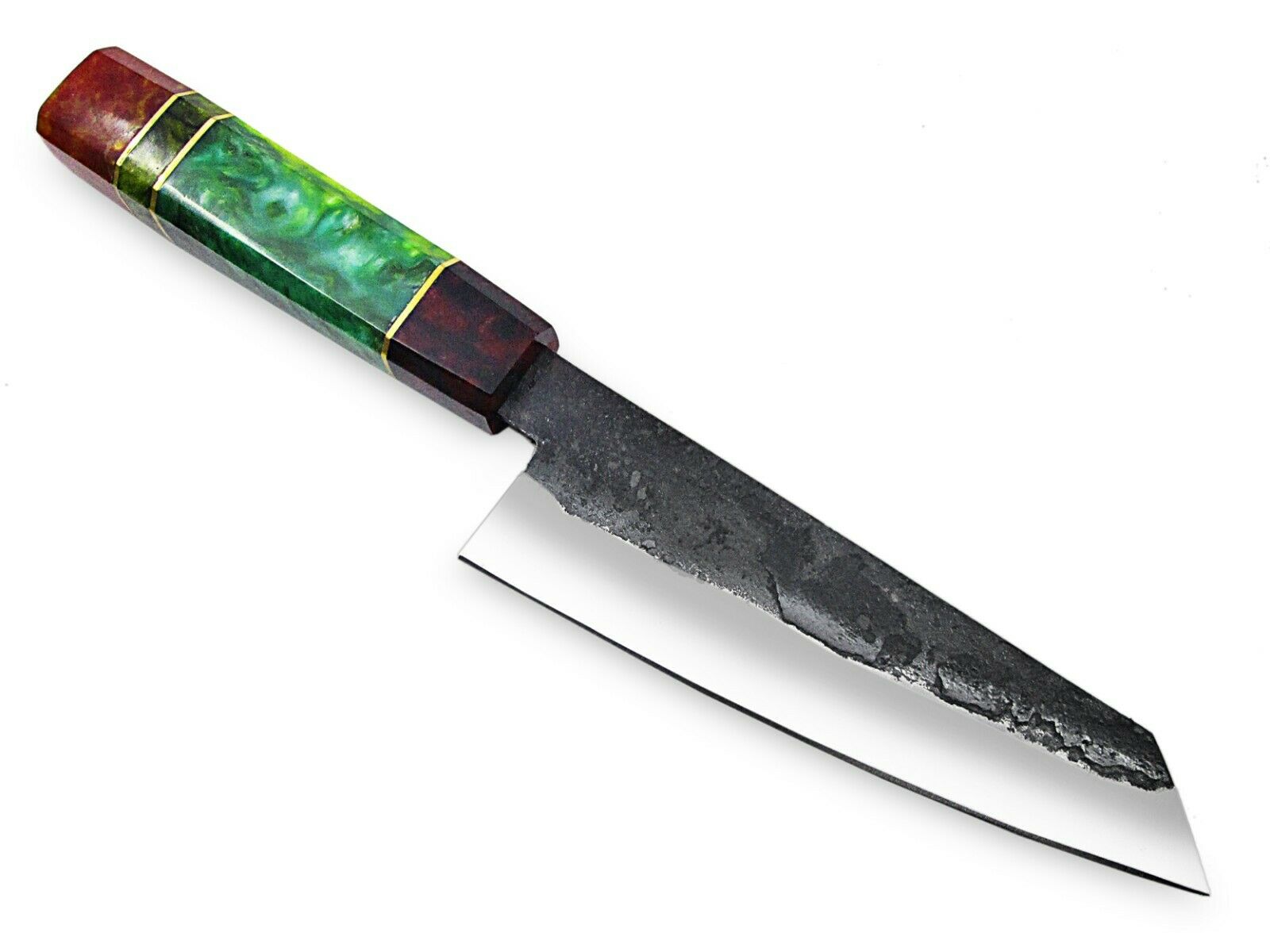 WHITE DEER 1095 Hanf Forged Steel Santoku Tanto Chef Knife Japanese Resin Handle