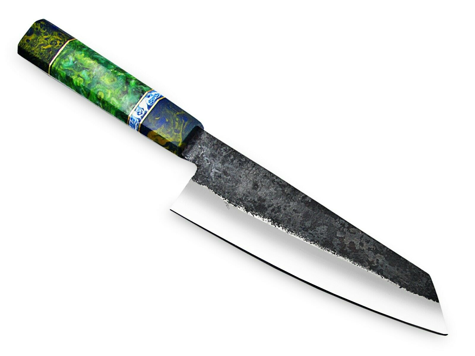 WHITE DEER 1095 Hand Forged Steel Santoku Tanto Chef Knife Japanese Resin Handle