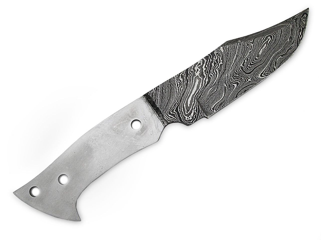 1095HC Damascus Steel Clip-Point Knife Blank DIY Make-Your-Own Handle