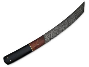 White Deer Japanese Tanto Damascus Knife Buffalo Horn  Wal Nut Wood Handle