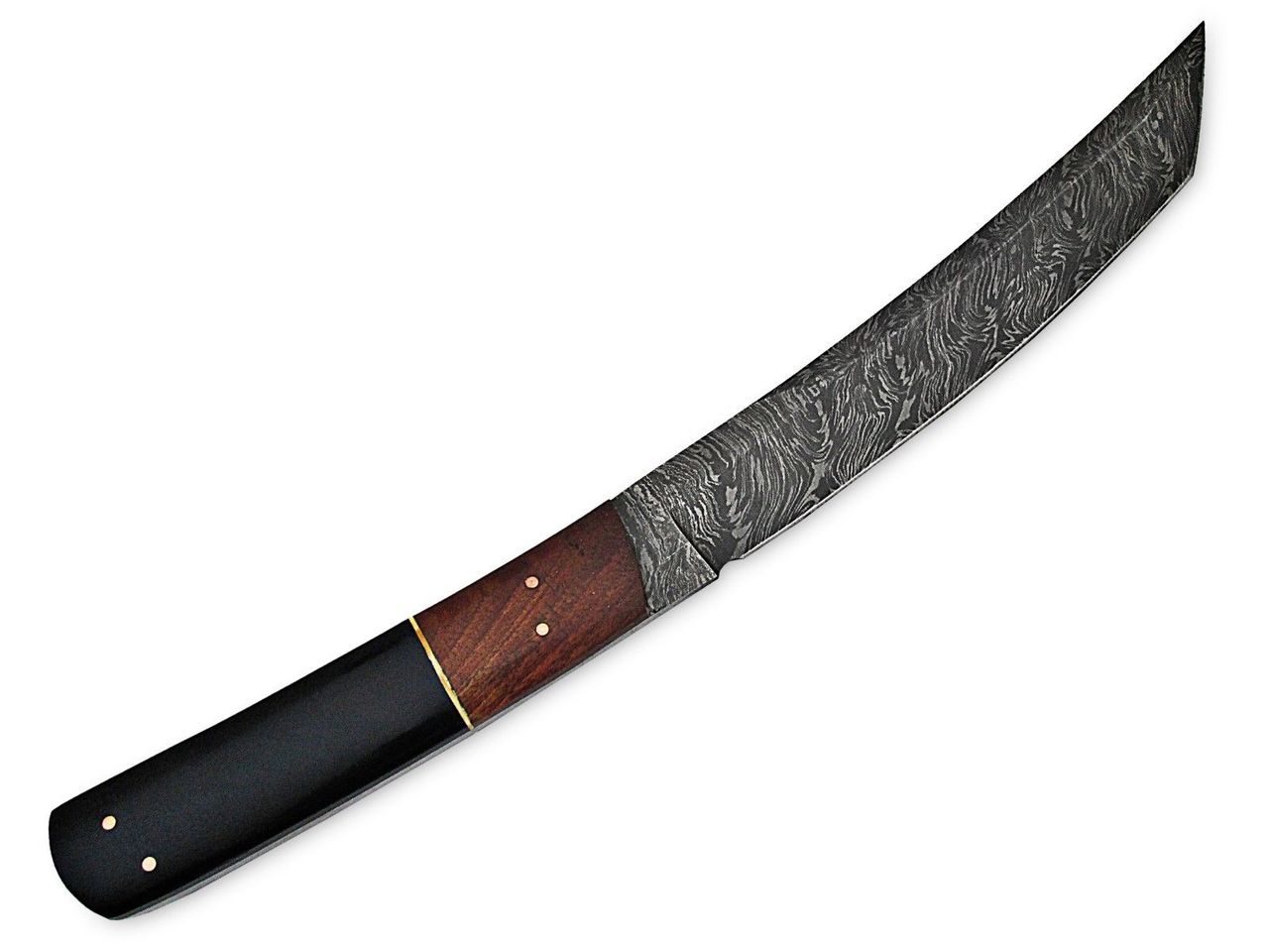 White Deer Japanese Tanto Damascus Knife Buffalo Horn  Wal Nut Wood Handle