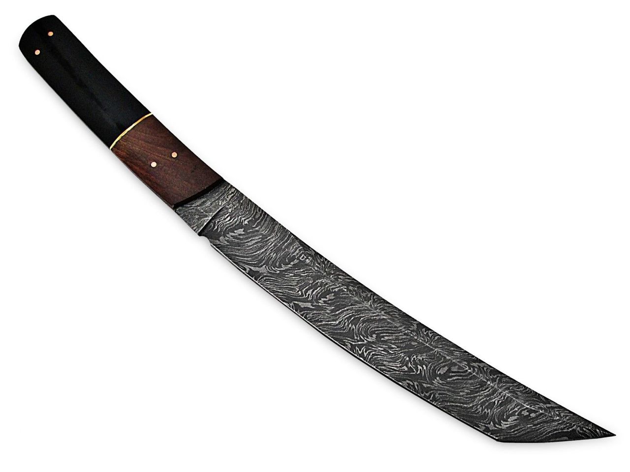 White Deer Japanese Tanto Damascus Knife Buffalo Horn  Wal Nut Wood Handle