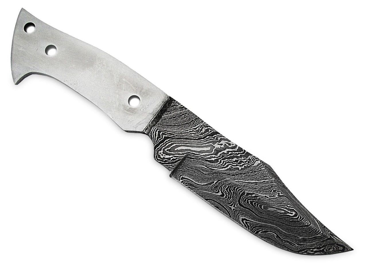 1095HC Damascus Steel Clip-Point Knife Blank DIY Make-Your-Own Handle