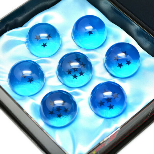 New Dragonball Z Stars Crystal Acrylic BLUE 7pcs 3.5cm w/Gift Box