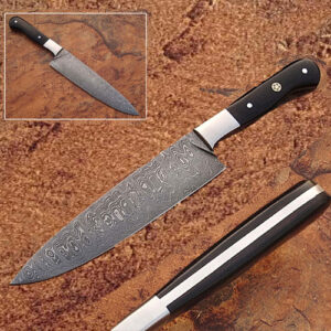 Custom Handmade Damascus Chef Knife Micarta Wood Handle